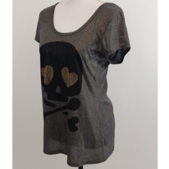 DEB Sheer Metalic Skull & Bones T Shirt - Picture 3 of 6